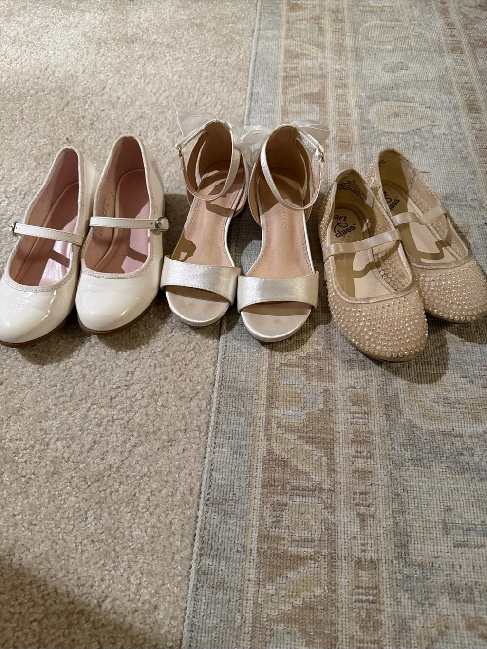 Girls' Dress Shoes - Sparkle & Satin Ivory/Pearl Tones target brands size 13